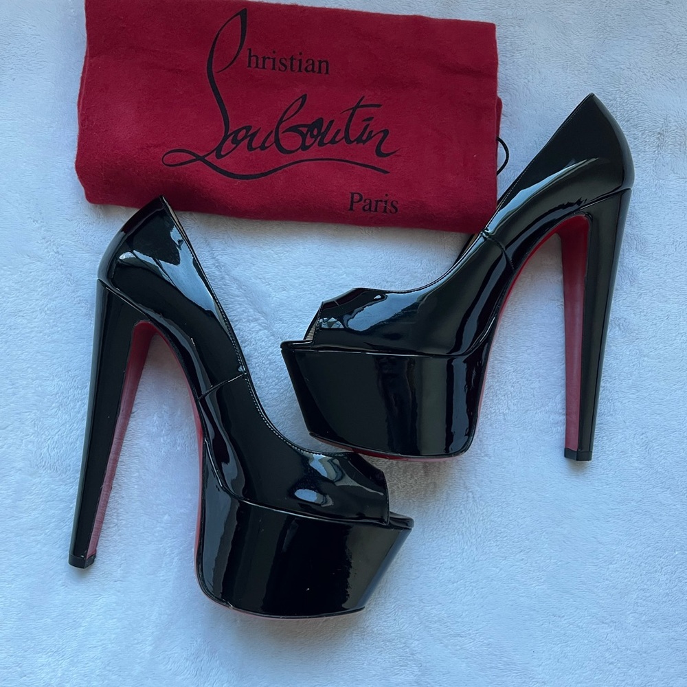 Christian Louboutin Black High Heel Platform Shoes